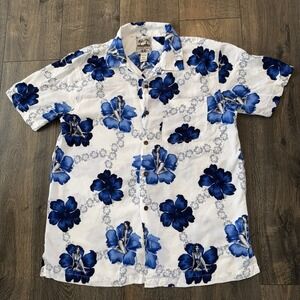 Classic Hawaiian Mens M Floral Hawaiian Button Up Surf Shirt Tropical Beach